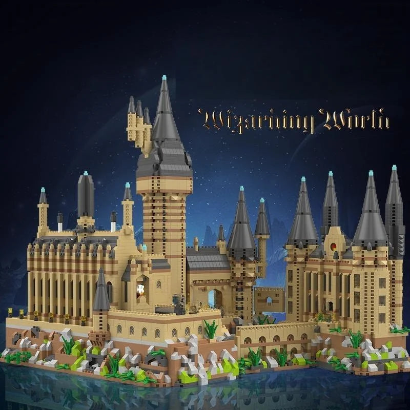 New Magic Castle Micro Building Blocks Light Up Street View Architecture Creative MOC Model Kit Kids Christmas Birthday Gifts Purest Peak Salt